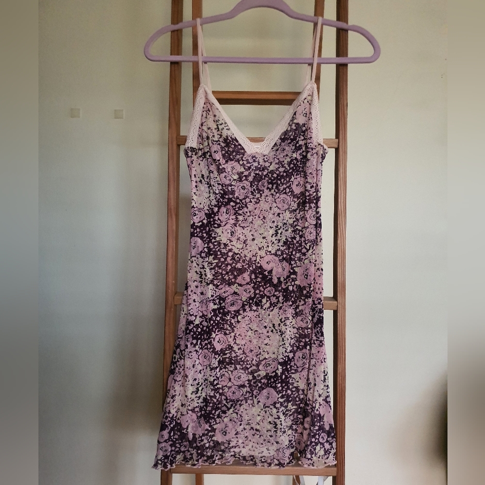 DKNY floral mesh slip dress